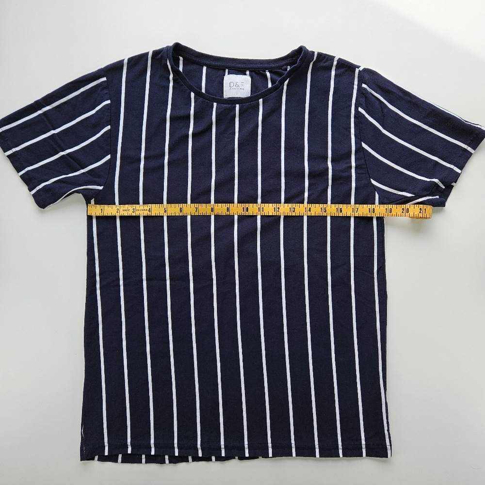 100 Cotton Women's Navy White Stripe Short Sleeve Tee Medium - Picture 8 of 9